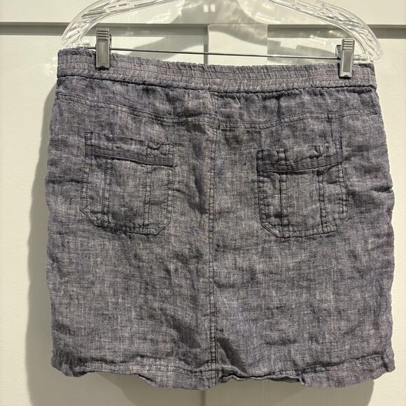 Max‎ Studio Skirt Women Large Chambray Blue 100% Linen Drawstring Pockets Casual - Picture 6 of 10